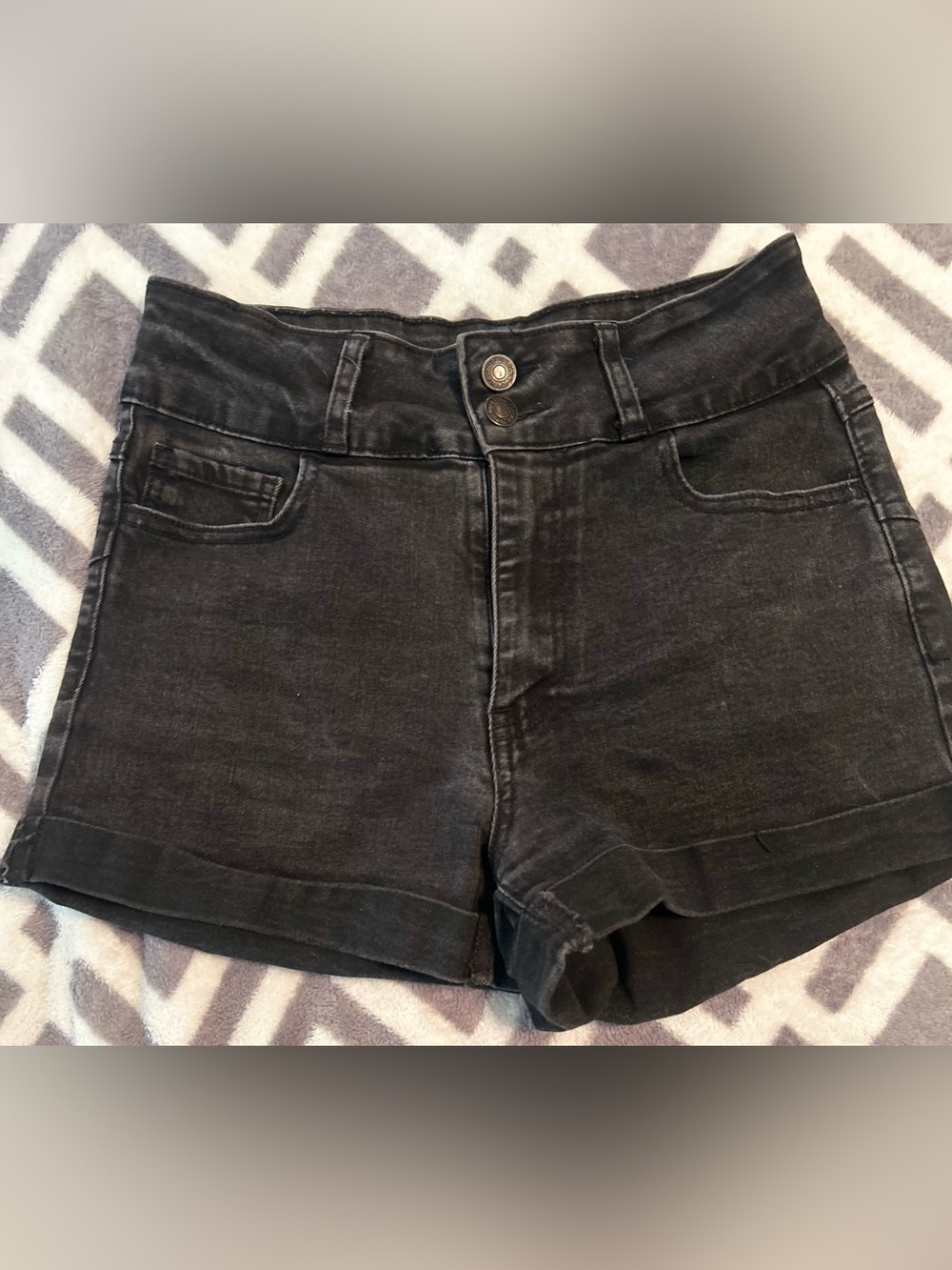 Forever 21 Black High-Waist Denim Shorts